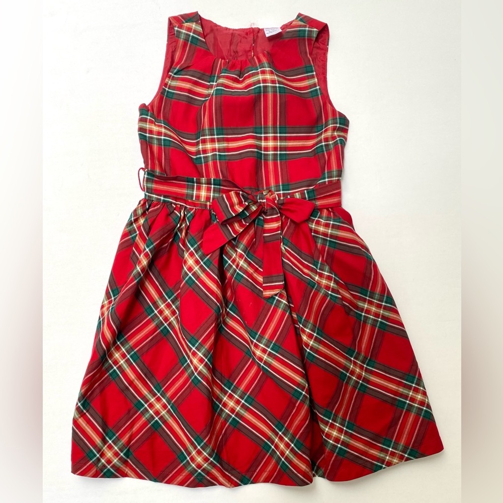 Carter's Girl’s Red/Green Plaid Bow-Waist Holiday Dress 6/6X - Picture 1 of 6
